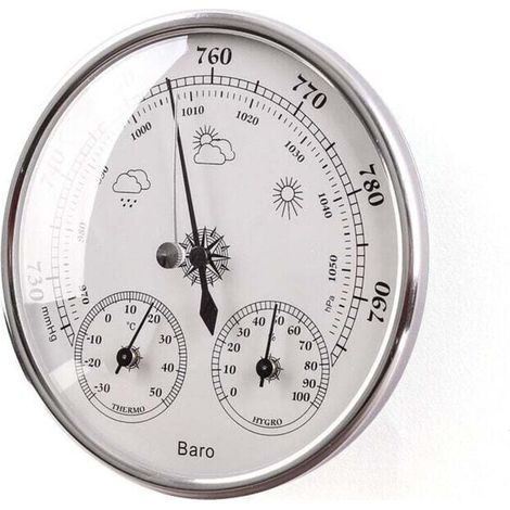 Barometric Weather Station with Barometer and Thermometer Hygrometer 3 in 1 Wall Mounted Analog Weather Station for Indoor and Outdoor 53" Silver 1 Piece MUMU (1/4)