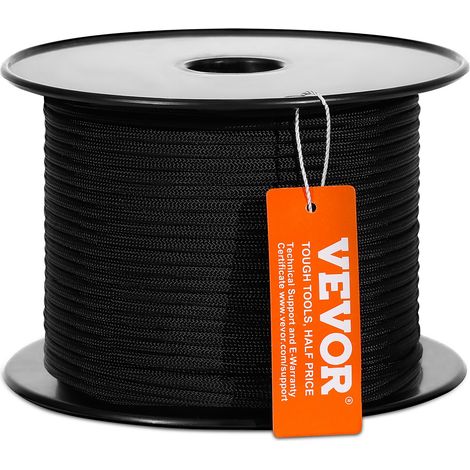 Corde en nylon tressé, 5 mm x 76.2 m, corde d'escalade en plein air, 32 brins, résistance à la rupture de 3.20 kN, corde de gréement d'arboriste pour randonnée, camping, balançoire, sauvetage (1/5)