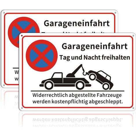 Lot de 2 panneaux d'avertissement réfléchissants en aluminium - 30 x 20 cm - Résistant aux intempéries et à la rouille - Protection UV - Pour garage privé et commercial (1/5)