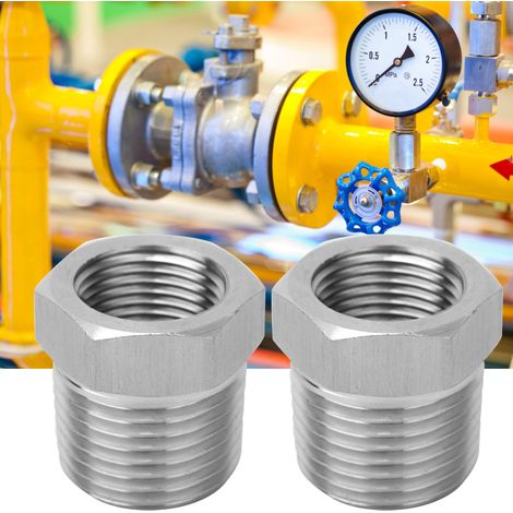 2 adaptateurs BSP mâle-femelle pour tuyauterie, réducteur, manomètre pneumatique, joint de tuyau d'eau 1/2-3/8 (1/5)