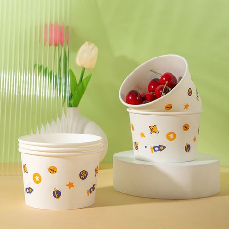 Lot de 20 bols en papier jetables, étanches et polyvalents, pour le service à domicile et en magasin. (1/5)