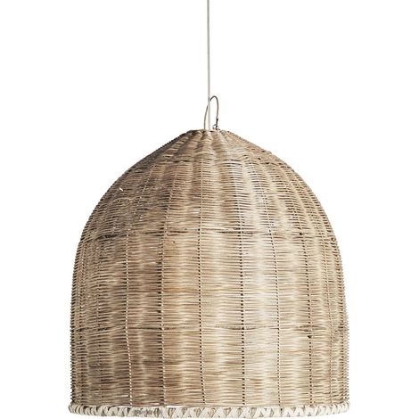 Lustre rotin marron style boho finition vieillie élégante - Marron rotin finition vieillie (1/5)