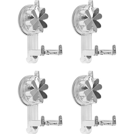 Lot de 4 Crochets à Ventouse (Double Crochets), Maison Sans Perçage, Réutilisable, Aspiration Sous Vide, Forte Capacité, Pour Salle de Bain, Cuisine, Chambre, Fenêtre, Miroir (1/5)