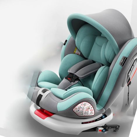(Exclusivité Asie du Sud-Est) Siège auto pour bébé, pivotant à 360°, simple et portable, universel, vert aigue-marine. Équipement complet : pare-soleil, rotation à 360°, protections latérales, angle d (1/2)