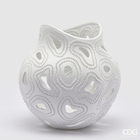 EDG Enzo De Gasperi Vaso Deluxe H 36 Cm D 35 Cm Bianco