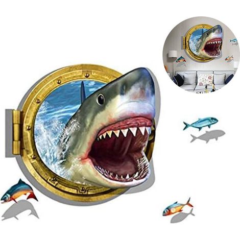 requin3DAutocollants 3D, adaptés aux salons, canapés, chambres et salles de bains. PVCMatériel (1/5)