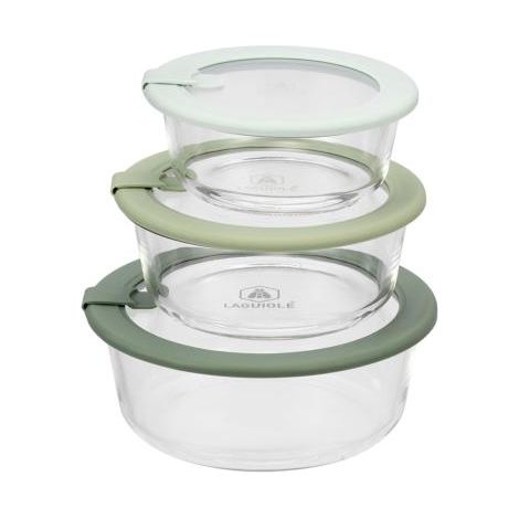 LAGUIOLE CUISSON - Lot de 3 boîtes en verre rondes avec couvercle 400/650/950ml