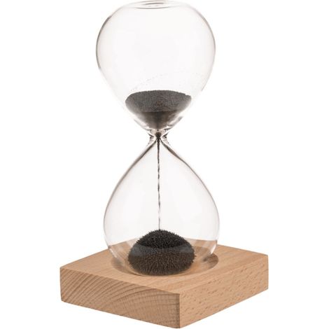 Sablier de décoration - Magnetiq - Verre - Sable anthracite - Socle en bois - Magnétique (1/4)
