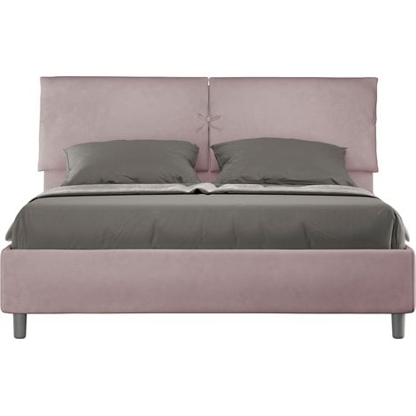 Letto matrimoniale e rete 160x190 in microfibra glicine Mados (1/4)