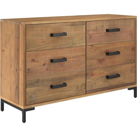 Aparador buffet cómoda armario mueble organizador cocina salón salón 110 x 35 x 70 cm madera maciza de pino marrón 020035715 (1/5)