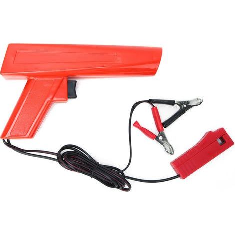 Lampe stroboscopique d'allumage professionnelle 12V, adaptée aux moteurs à essence à induction, lampe stroboscopique portable, adaptée aux voitures, motos, bateaux, tondeuses à gazon (rouge). (1/5)