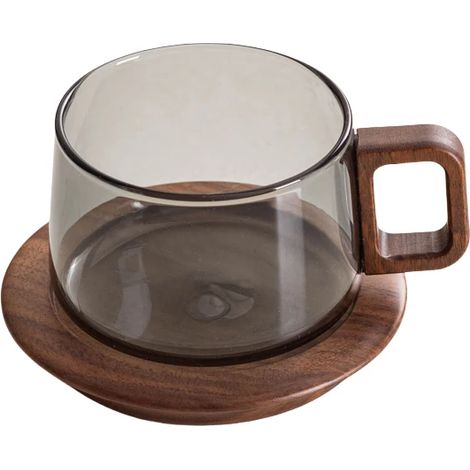 Service à café en verre de style européen, tasse à café raffinée pour le thé de l'après-midi, tasse à lait pour le petit-déjeuner.