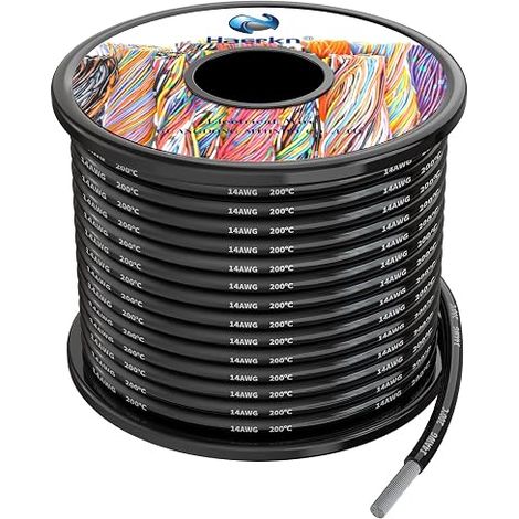 2.0mm² 14awg Electric Silicone Wire Black Color 10 Meters Cable Tinned Copper Wire Stranded High Temperature Resistant (1/2)