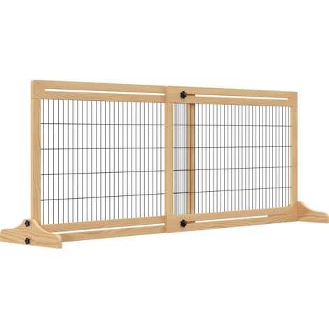 Barrière de sécurité pour chien extensible longueur réglable 104-180 x 36 x 69 cm pin bois naturel produit de haute qualité répondant aux normes européennes de sécurité, conçu pour offrir une durab...