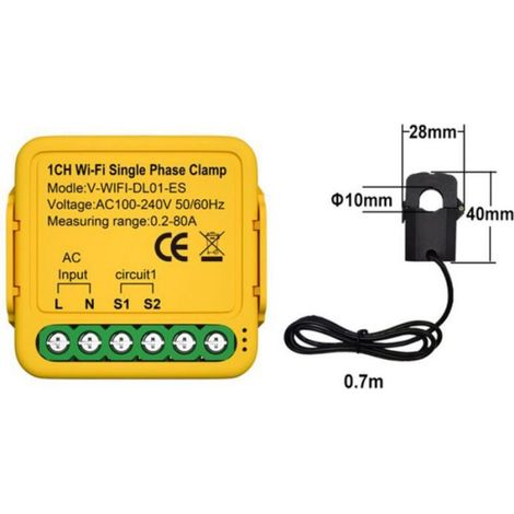 Moniteur D'énergie - Compteur Monophasé 80 A - Suivi En Temps Réel Via WiFi - Pour Maison Et Atelier - 100 À 240 V AC (1/5)