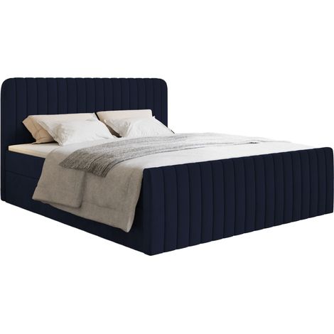 Selsey Saliano - Boxspringbett 200x200 mit Bettkasten, Topper und Samtbezug, Dunkelblau (1/5)