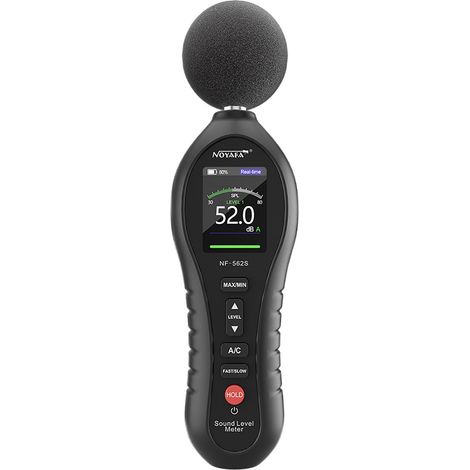 NOYAFA Digital Sound Level Meter with A/C Weighted Decibel Meter 30 to 130 dB SPL Meter with MAX/MIN Data Hold Auto Power Off Alarm Noise Meter for Classroom Office Factory