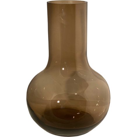Vase en Verre Soufflé à la Bouche Couleur Taupe - Décoration Intérieure Artisanale - PANGIVO (1/3)