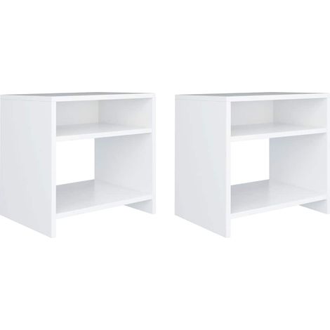 vidaXL Mesitas de noche 2 uds madera contrachapada blanco 40x30x40 cm (1/5)