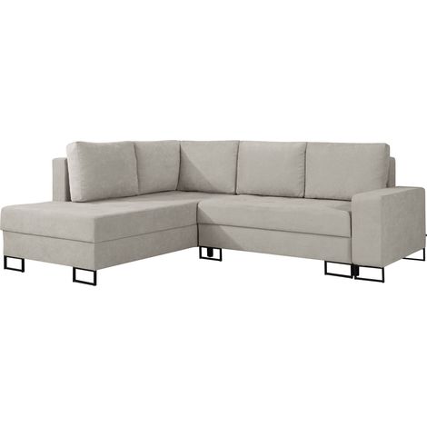 Selsey Larelle – Ecksofa mit Schlaffunktion & Bettkasten, Chenille, Ottomane links, Hellbeige
