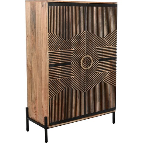 Armoire Bois Mangue 85X38X134 Taillé Noir (1/5)