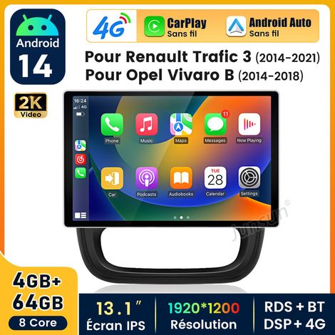 13 pouces Carplay Autoradio pour Renault Trafic 3 Android 4+64GB JUNSUN (1/5)