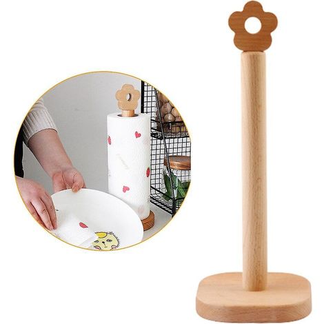 1Pc Bois massif Cuisine Rouleau Support de papier Salle de bain Vertical Napkin Stand Mouchoirs De rangement Racks (1/4)