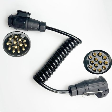 2M Rallonge Remorque 13Broche Mâle Femelle 13 vers 13 Faisceau Câble Extension Spirale (1/5)