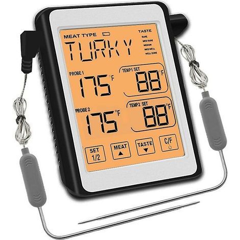 Thermomètre à viande numérique à double sonde pour four de cuisine avec sonde de qualité commerciale-orange (1/4)