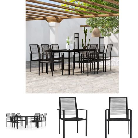 Gartenmöbel Schwarz - vidaXL 9-tlg. Garten-Essgruppe Schwarz - Gartenesszimmer (1/5)