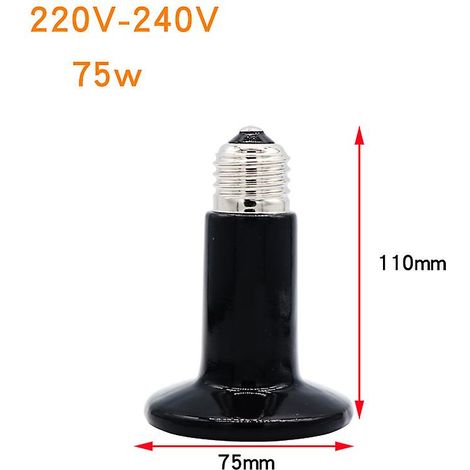 2er-Pack 75W, 220V Keramik-Infrarot-Wärmelampen für Reptilien und Haustiere (1/4)