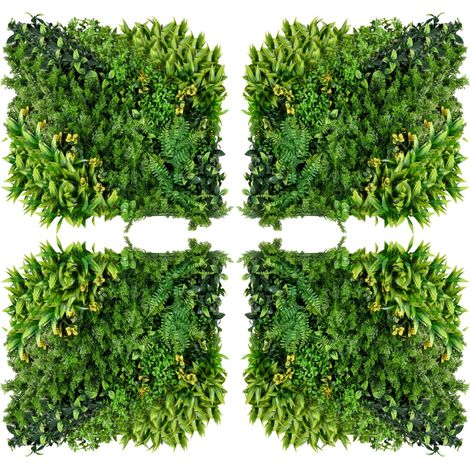 Muro vegetal artificial 12 piezas 50x50 cm de polietileno verde, ocultación balcón – MEUBLIV (1/5)