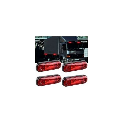 Set mit 4 LED-Seitenmarkierungsleuchten, vorne und hinten, 12V, für LKW, Wohnmobil, Campervan (rot) - Crezuo