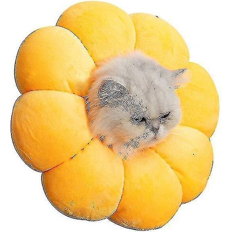 Collier médical anti-morsure et anti-léchage Yyh pour chats et chiens, motif tournesol, taille S, jaune (1/4)