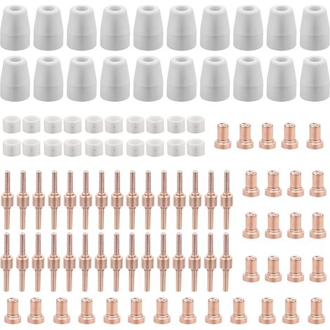 100 Pièces PT31 Consommables Plasma Decoupeur Plasma Parkside Cut 30 40 50 Consommables de Découpeuse Accessoire Decoupeur Electrode Tip Buse (1/5)