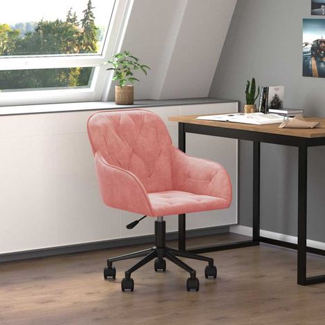 vidaXL Silla de oficina giratoria de terciopelo rosa (1/5)