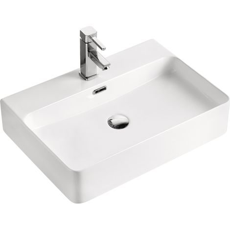 Vasque à poser rectangulaire -60 x 42 cm -Blanc -SORA (1/4)