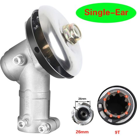 Tête de transmission de tondeuse universelle en aluminium de 26 mm avec 9 dents pour débroussailleuse et coupe-herbe