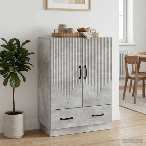 vidaXL Buffet Gris béton 66 x 34,5 x 92 cm Bois d'ingénierie (1/5)