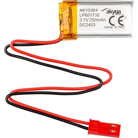 Batería Li-Po LP601730 Akyga AKY0384 3,7 V / 250 mAh PCM Conector JST de 2 pines 150 mm (1/3)