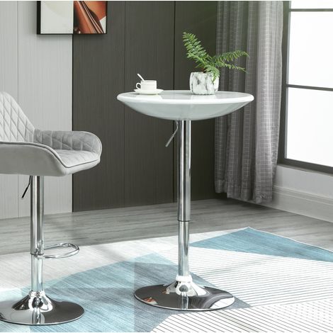 Mesa alta regulable giratoria para salón blanca metal OKMYHOME (1/4)