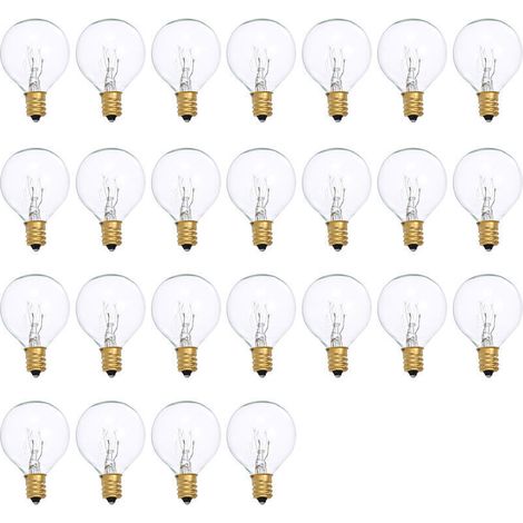 Lot de 25 ampoules G40 de rechange en tungstène G40 7 W 220-240 V clair globe ampoule E12 douille ampoules pour intéri extéri patio décor maison mariage décoration (1/5)