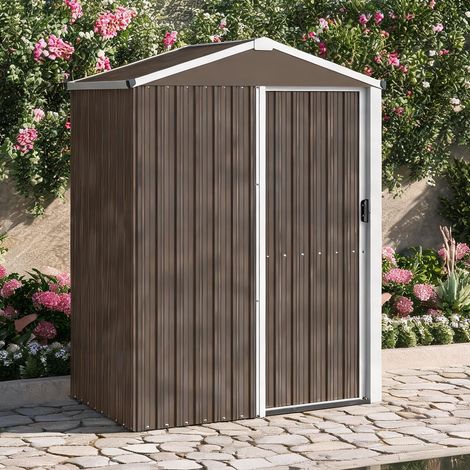 Abri de jardin marrone en acciaio zincato 136 x 87 x 176 cm (1/5)