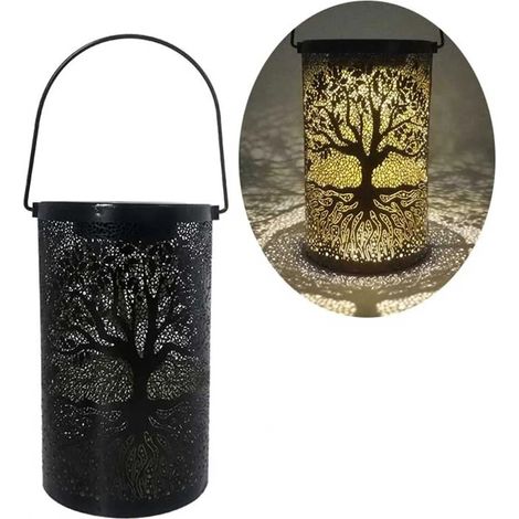 Lanterne solaire LED suspendue en fer forgé, lanterne rétro, luminaire décoratif d'extérieur, idéal pour un jardin, une terrasse (1/5)