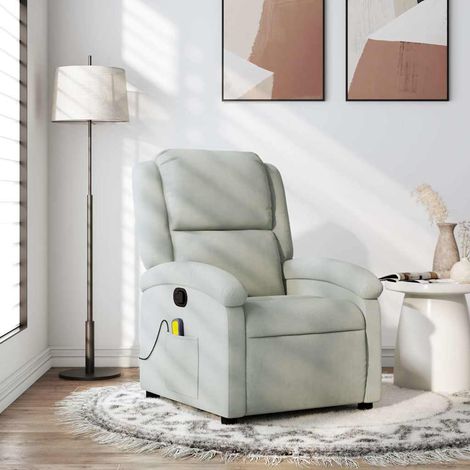 Massage-Relaxsessel, hellgrauer Samt