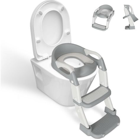 Randaco 2 in 1 sedile WC per bambini con gradini, orinatoio per bambini con gradini e paraspruzzi, altezza regolabile, pieghevole