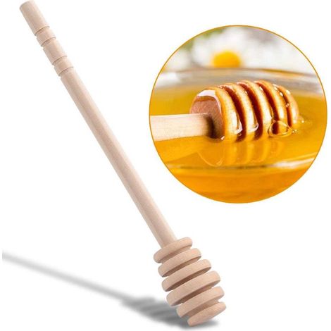 50 bastoncini in legno per miele, mini bastoncini per erogatore di miele, bastoncini in legno per miele, bastoncino portatile per mescolare il miele in barattolo (16 cm)
