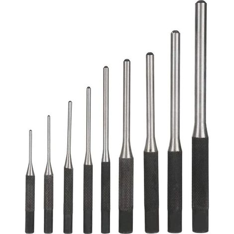 BRAVIX 9PCS Poinçon Jeu de Chasse-goupilles En Acier Durable Professionnel, Outil à Main Ingénierie Mécanique，le noir， (1/5)