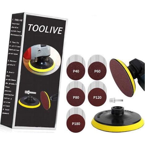 Disques Plateau de Ponçage 125mm avec Filetage M14, 50 Pièces Disques Abrasifs pour Meuleuse d'angle, Grain 10x 40/60/80/120/180 Pour Poncer/Polir/Dérouiller- (1/3)