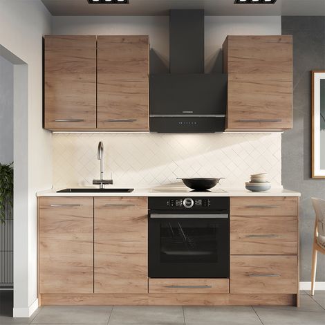 Cocina para solteros Fame-Line, Roble dorado/Roble dorado, 190 cm sin encimera, Vicco (1/5)
